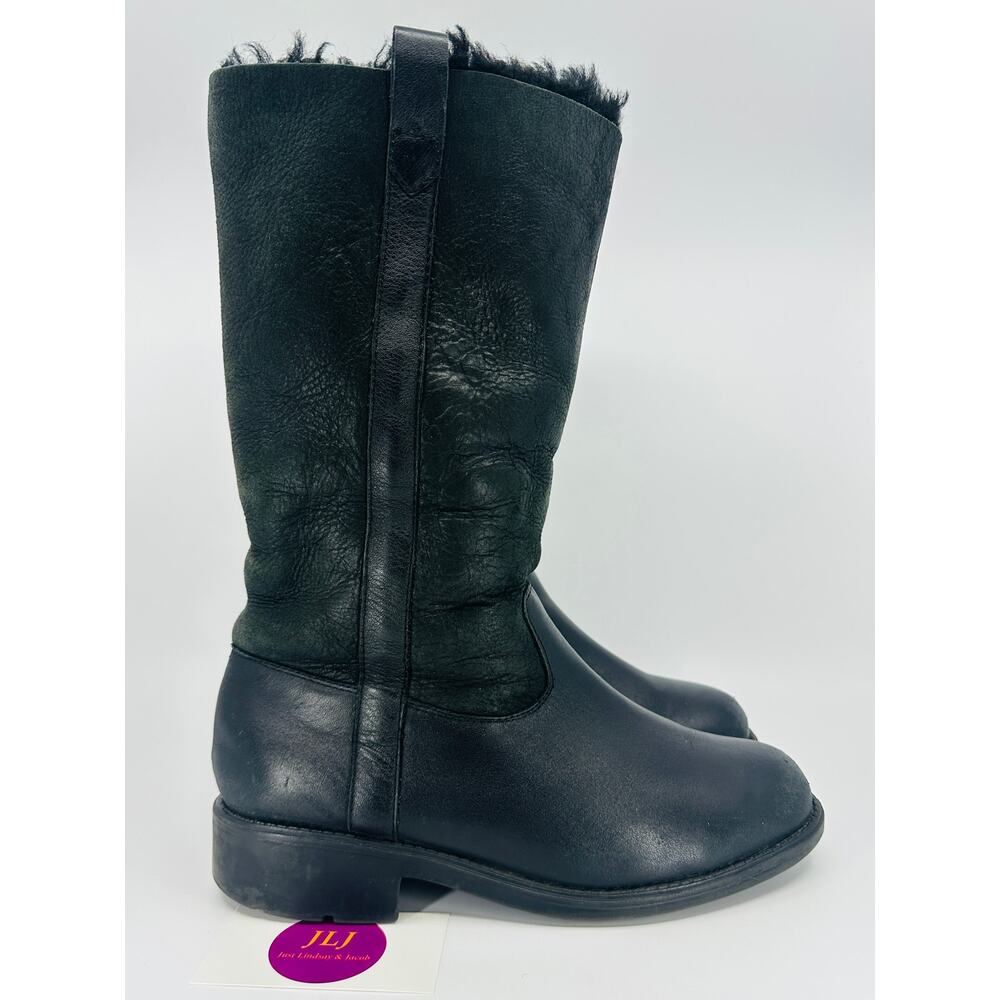 Santana Canada Women's Vermont Black Leather Shearling Lined Boots Size 8.5